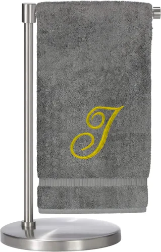 Vista 96 de Script R - Toalla de baño con monograma, regalo personalizado, 27 x 54 pulgadas, juego de 1 toalla bordada con texto dorado, 100% algodón turco Navy