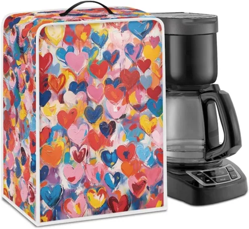 Vista 67 de Funda para cafetera, poliéster, azul, se adapta a la mayoría de máquinas de café estándar, protector resistente al polvo, huellas dactilares