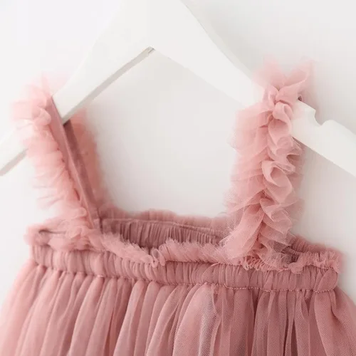 Vista 4 de Vestido tutú de princesa para niñas pequeñas con diadema de flores vestidos de boda juego de traje de cumpleaños para sesión de fotos 1-5T