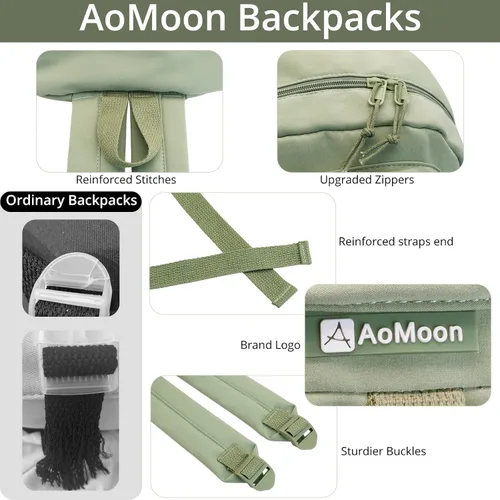 Vista 3 de AoMoon Mochila kawaii con bonito diseño en colores pastel para adolescentes, bolsas estéticas para estudiantes con pin Kawaii y accesorios lindos