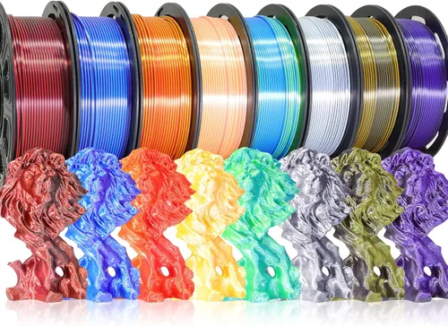 Vista 21 de Bblife - Filamento PLA multicolor de arcoíris, brillante, cambia rápidamente de color y tiene un efecto sedoso, material para impresión 3D, 2.2
