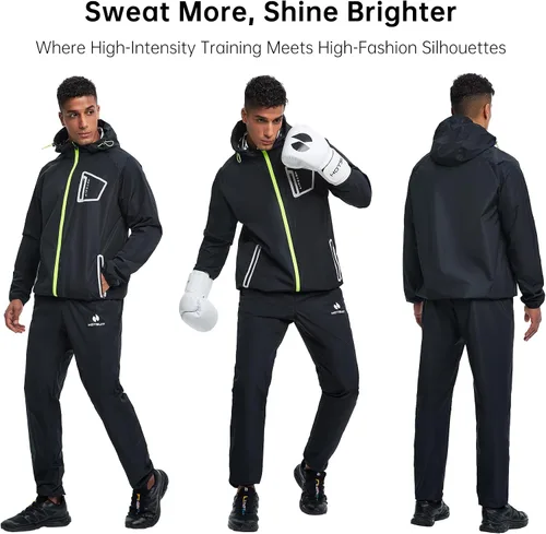 Vista 3 de HOTSUIT Sauna Suit Men Anti Rip Boxing Sweat Suits Exercise Workout Jacket