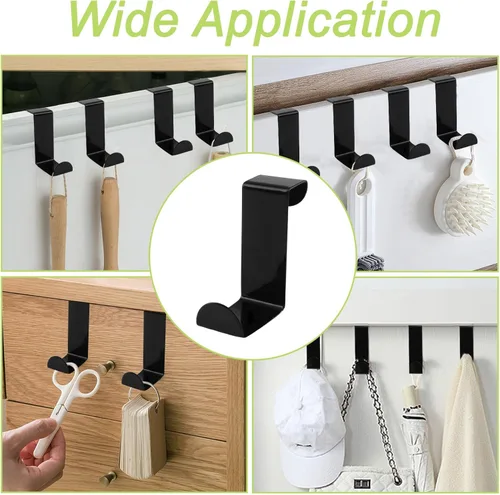 Vista 7 de Over Cabinet Door Hooks, 8Pcs Plastic Over Door Single Hooks Multi-Purpose Over The Cupboard Drawer Hooks Space-Saving Hanger Extender Clips Hooks