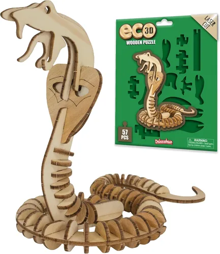 Vista 21 de Rompecabezas de madera Eco 3D de Deluxebase. Kit de manualidades de rompecabezas 3D con temática animal. Juguetes de animales de safari de madera