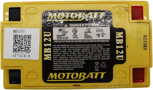 Vista 4 de MotoBatt MB12U, batería AGM QuadFlex activada de fábrica (12 voltios 15 Amperios) 160CCA