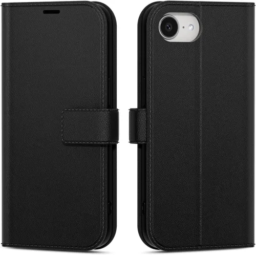 Vista 106 de oakxco Funda tipo cartera para iPhone SE 2022/2020/8/7 con soporte para tarjeta de crédito, funda magnética RFID delgada tipo libro con tapa