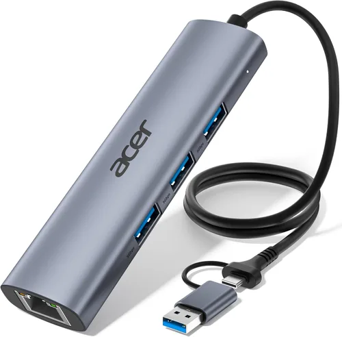 Vista 10 de Acer USB to Ethernet Adapter, USBC Hub Ethernet 1Gbps with 3*USB 3.0