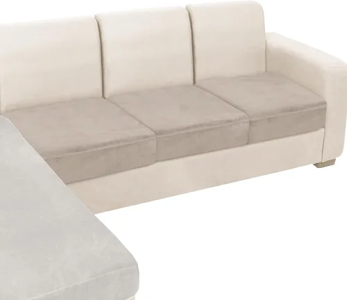 Vista 61 de NAISI Fundas de cojín de sofá de terciopelo elásticas de 1 pieza, fundas de asiento de sofá o respaldo, fundas suaves individuales para sofá Beige