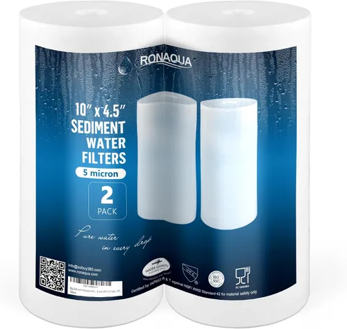 Vista 18 de Ronaqua Cartucho de filtro de agua de repuesto de sedimentos grandes de 10 x 4.5 pulgadas, 5 micras, certificado NSF, para toda la casa, compatible