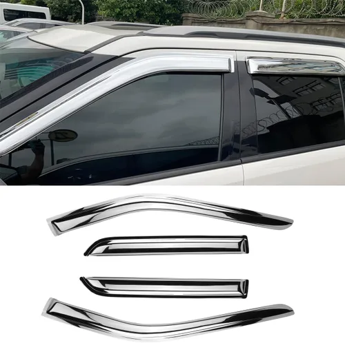 Vista 25 de Viseras laterales cromadas para ventana, deflector de ventilación de viento para Chevry Colorado/GMC Canyon Crew Cab 2004-2012, 4 piezas de montaje