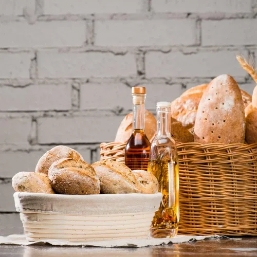 Vista 5 de Surakey Panadería - Cesta de pan, triangular, para hacer pan, para el hogar, cocina, pan de masa madre, para hornear, ratán, pan, fermentación