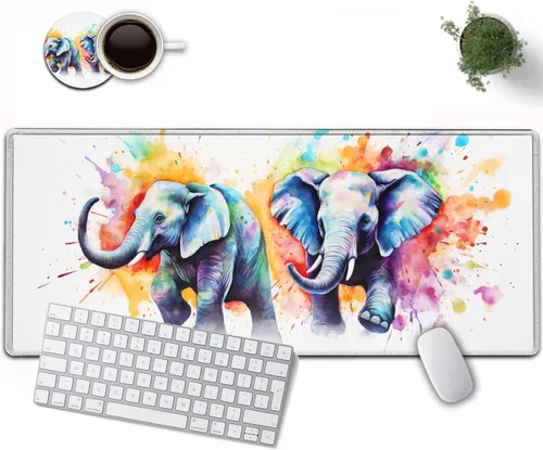 Vista 24 de Alfombrilla de mouse grande de 31.5 x 11.8 pulgadas, extendida para juegos con bordes cosidos, protector de alfombrilla de mouse XXL, base de goma
