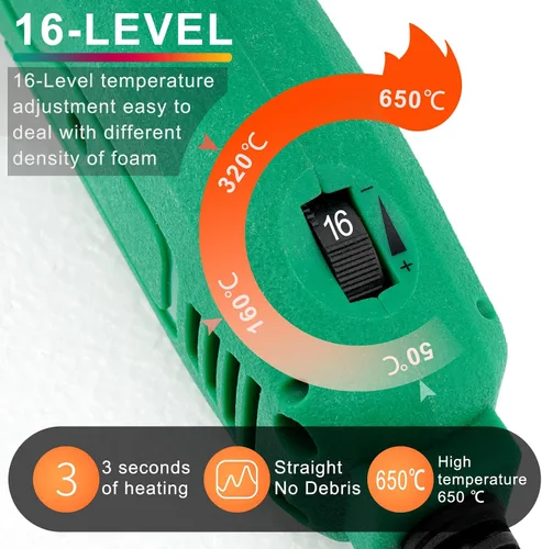 Vista 4 de Cortador de espuma de cuchillo caliente eléctrico refrigerado por Verde