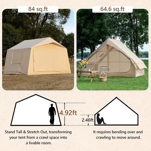 Vista 4 de Inflatable Camping Tent with Hand Pump Waterproof Outdoor Blow up Tent 2-8 Person Oxford 4 Season Glamping Air Tent Cabin House with Mesh Windows &
