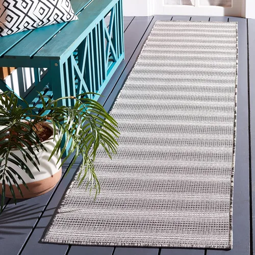 Vista 33 de SAFAVIEH Hampton Collection - Alfombra lavable para exteriores de 2 x 9 pies, color marfil y gris, no desprende pelusa y fácil de limpiar, ideal