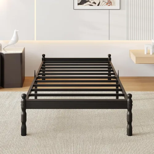 Vista 21 de 12 Inch Heavy Duty Black Metal Platform Bed Frame with Mattress Support, Twin Platform Bed Frame with Under Bed Storage, No Box Spring Needed, Easy