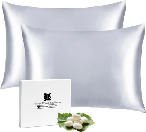 Vista 23 de Ravmix Fundas de almohada de seda con cremallera, de seda de morera de 21 momme para la salud del cabello y la piel, funda de almohada suave, lisa