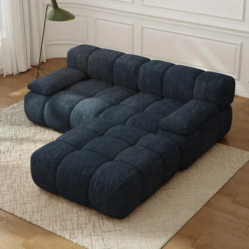 Vista 9 de Settab Sofá modular de nube modular de 118.5 pulgadas con otomana móvil, sofá de pana moderno de 4 asientos, asiento profundo, sofá sin hueso
