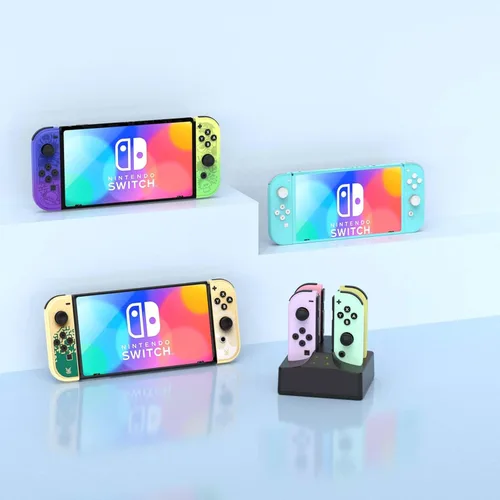 Vista 7 de Estación de carga con cargador para Nintendo Switch, YCCSKY 4 en 1, interruptor Joycon, controlador, cargador, estación de carga con cable de carga