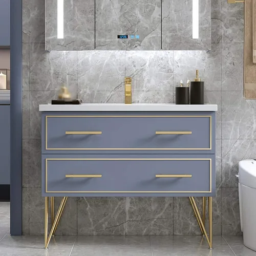 Vista 5 de Patas modernas de horquilla doradas, patas ajustables de metal para muebles de acero inoxidable, patas de gabinete de cocina y baño, patas