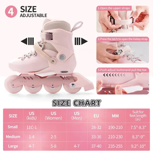 Vista 2 de SWAY Patines en línea ajustables para niños, adolescentes y adultos, ruedas iluminadas de alto rendimiento, patines en línea ideales para niños