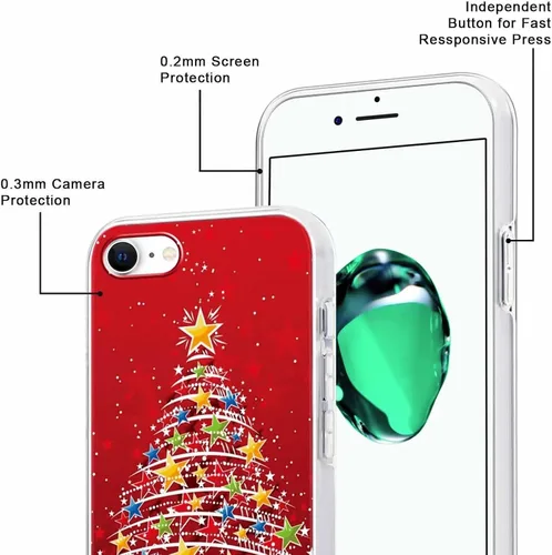 Vista 4 de Paquete de 2 fundas transparentes de Navidad para iPhone 7/8/SE 2020 / SE 2022 de 4.7 pulgadas, árboles de Navidad, resistentes al amarilleo