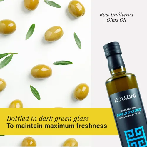 Vista 6 de Kouzini Paquete de Afrodita, aceite de oliva virgen extra sin filtrar griego de primera calidad, vinagre balsámico y condimento de ajo de albahaca