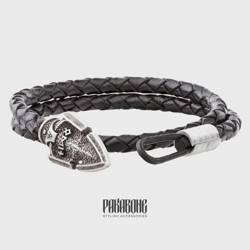 Vista 3 de Pulsera de cuero vikingo con pulsera de gungnir de Odín con símbolo mágico Valknut regalo para hombres y mujeres, brazalete nórdico para él y ella