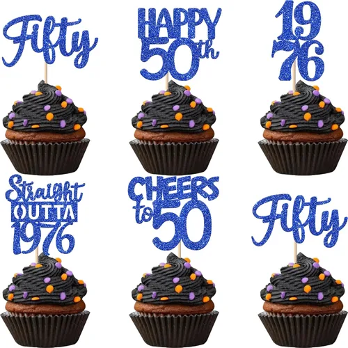 Vista 121 de 30 piezas negras para cupcakes de 10.º cumpleaños con purpurina Ten Happy 10 Straight Outta 2016 para saludos a 10 años 10 cumpleaños, boda Negro