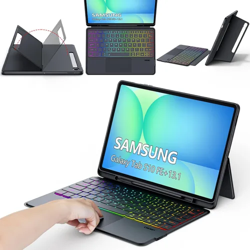 Vista 10 de Funda de teclado desmontable magnética para Samsung Galaxy Tab S6 Lite de 10,4 pulgadas 7Color Backlit Bluetooth Trackpad Keyboard