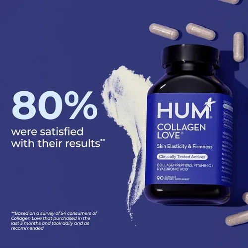 Vista 4 de HUM Suplemento de colágeno Love Skin - Péptidos de colágeno con ácido hialurónico y vitamina C para apoyar la piel firme y ayudar a minimizar