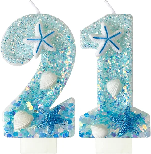 Vista 24 de Zlongron Vela número 1, velas de cumpleaños hechas a mano, decoración de pastel de cumpleaños de sirena es muy adecuada para cumpleaños, fiestas