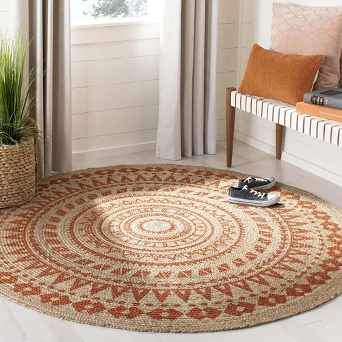 Vista 10 de SAFAVIEH Colección Natural Fiber - Alfombra de área redonda de 3 pies, color negro y natural, hecha a mano con mandala boho de yute trenzado, ideal