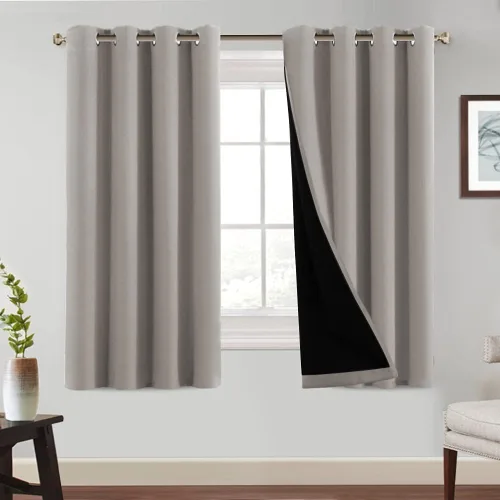 Vista 20 de PrinceDeco Cortinas 100% opacas de 54 pulgadas de largo, completamente opacas, tratamiento de ventanas, cortinas forradas con aislamiento térmico