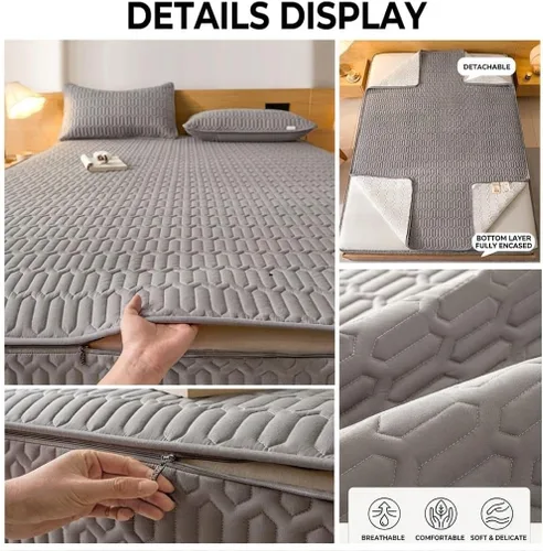Vista 5 de Mattress Encasement Fully Zippered Mattress Protector, Soft Breathable Quilted 6-Sided Fitted Sheet for Home Hotel Bedroom Dormitory use Blanco