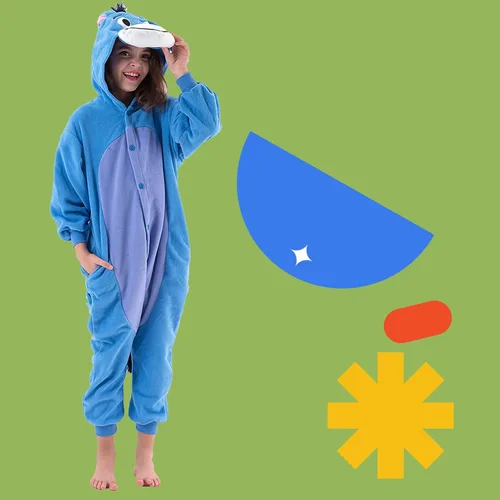 Vista 2 de Beauty Shine Kids Onesie Unisex Child Animal Costume Sleepwear Jumpsuit Christmas Halloween Cosplay Pajamas