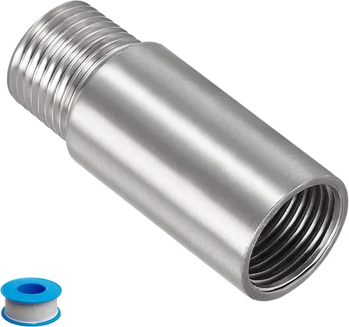 Vista 14 de Brazo de extensión de cabezal de ducha, 1.2 pulgadas 1/2PT macho a 1/2PT hembra rosca 304 acoplador de montaje de tubería de acero inoxidable