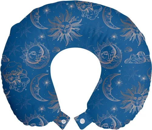 Vista 62 de Ambesonne Almohada de viaje para pizza, con patrón dibujado a mano, menú de pizzería, comida rápida, deliciosa comida gourmet, accesorio de viaje