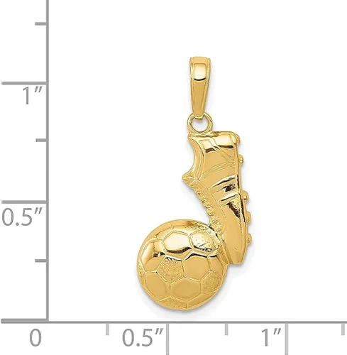 Vista 4 de Collar con dije de zapato de fútbol de oro amarillo de 14 quilates joyería fina deportiva para mujer regalos para ella