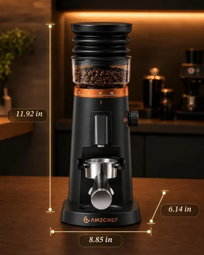 Vista 7 de AMZCHEF Single Dose Coffee Grinder, Low Retention, 75 Settings, Rose Gold