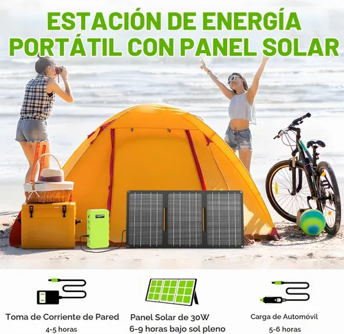 Vista 2 de Powkey - Estación de energía portátil de 24000 mAh con paneles incluidos 30 W Verde+Negro