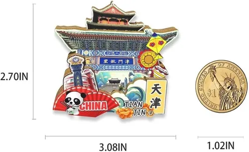 Vista 3 de China TianJin imán de nevera imán de madera 3D monumentos viajes coleccionables recuerdos decoración hecho a mano2