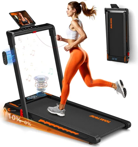 Vista 10 de Cinta de correr con altavoz, caminadora plegable 6 en 1 de 7.5 MPH para el hogar con aplicación compatible, almohadilla para caminar con 10%