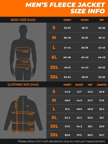 Vista 6 de ORORO Chaqueta de forro polar con cremallera completa para hombre con batería