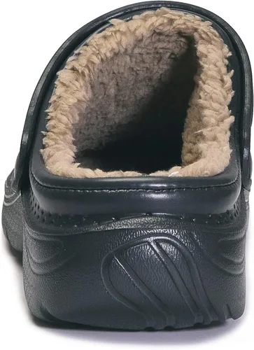 Vista 3 de Zuecos forrados para hombre y mujer pantuflas impermeables de invierno zapatos de jardín antideslizantes para el hogar para interiores y exteriores