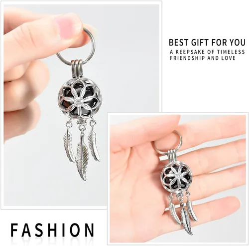 Vista 4 de shajwo Joyería de cremación atrapasueños urna llavero para cenizas para mujeres y hombres Memorial Angel Wing Human Pet Ashes Pendant