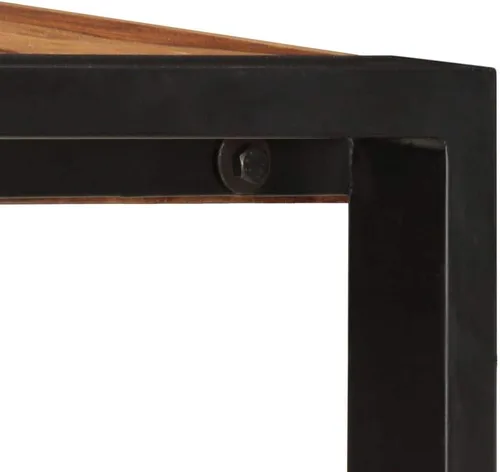 Vista 5 de Solid Sheesham Wood Dining Table Industrial Rectangular Design 63 x 31.5 Inch Brown Polished Finish for Dining Room Kitchen and Indoor Gatherings