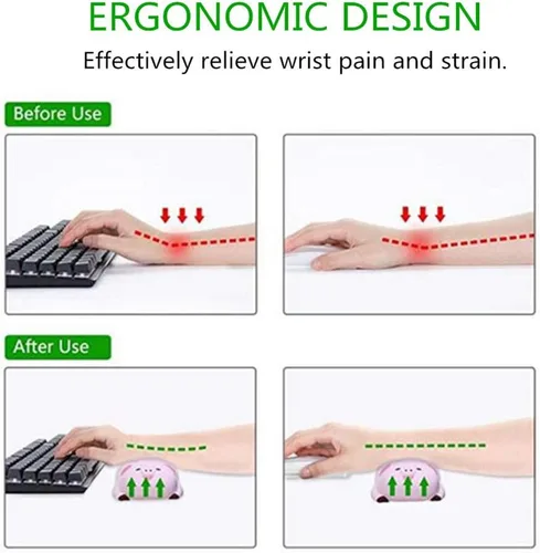 Vista 5 de Alfombrilla de mouse con reposamuñecas, mini alfombrilla de mouse ergonómica con diseño de espuma de memoria en forma de cerdo para apoyar