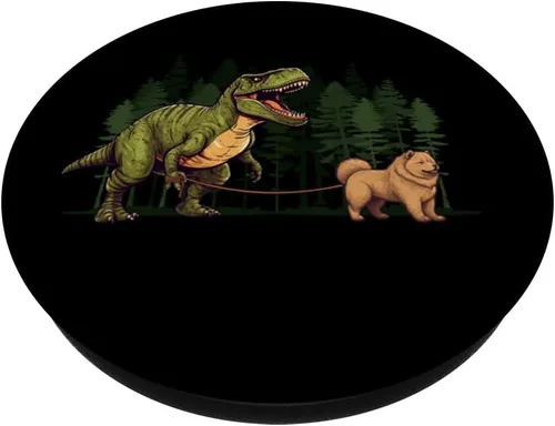 Vista 2 de Chow Chow Dinosaurio T-Rex Walking Dog Trex - Juguetes para niños y hombres, PopSockets intercambiables