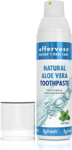 Vista 3 de Effervess Rx Refresh - Pasta de dientes natural sin flúor de aloe vera - Cuidado de la boca seca - Naturalmente calmante e hidratante - Refresca